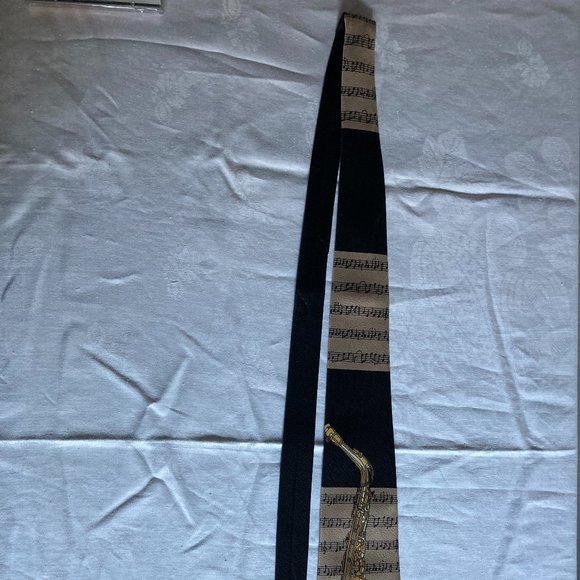 GOLD SAXOPHONE TIE Necktie Sax Music Notes Band Instrument -Keystone Hand Made - Picture 7 of 9